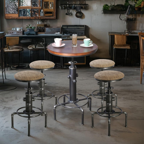 Topower Industrial Bar Table 31.5-41.3" Adjustable Pub Table Kitchen Dining Coffee Bistro Table Silver
