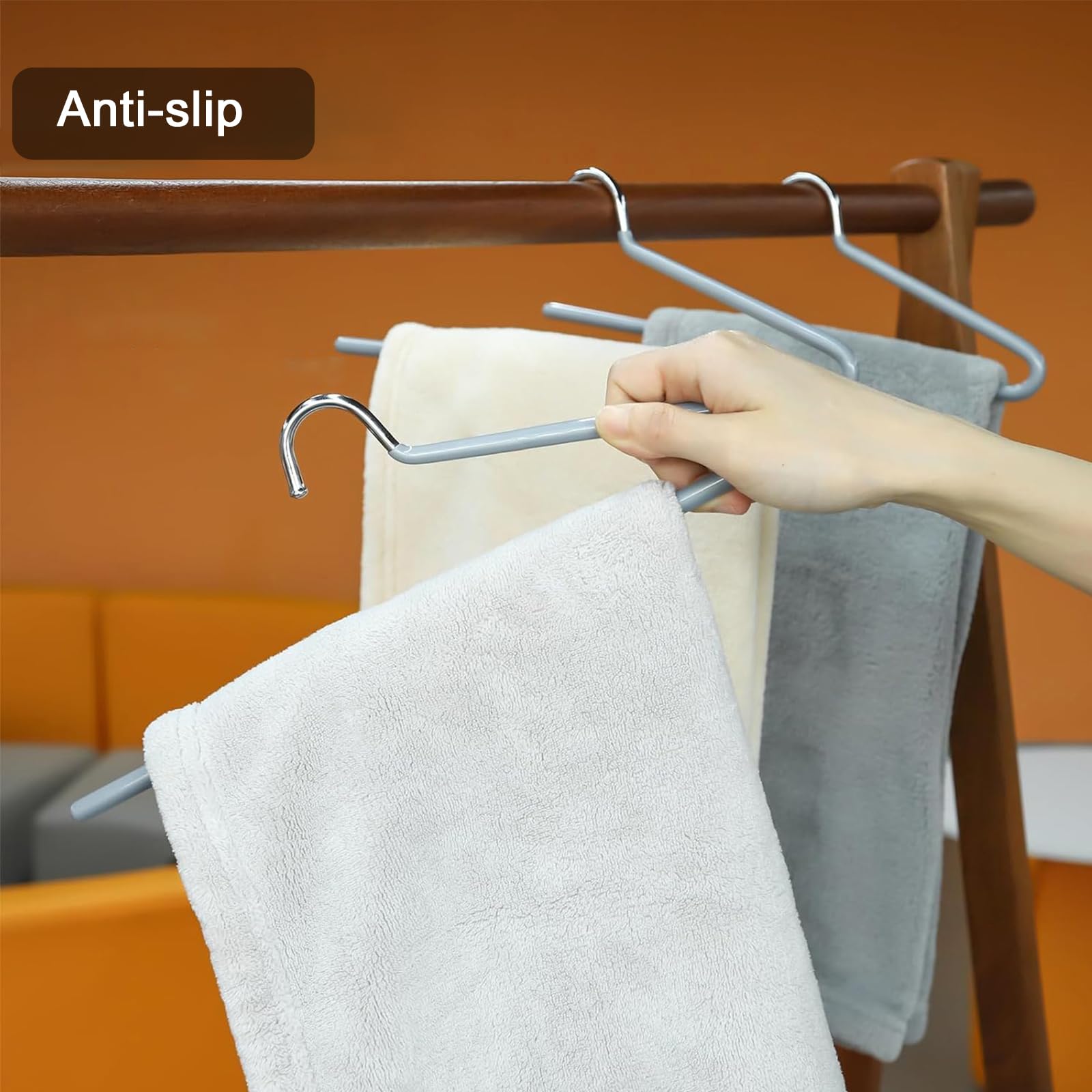 Metal Trouser Hangers, 20 Pack Stainless Steel Non Slip Space Saving 29cm