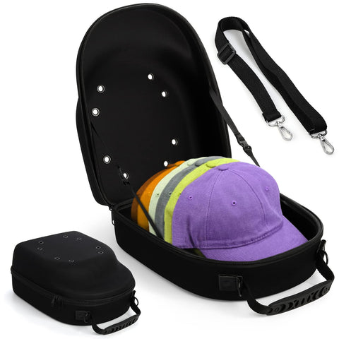 Peohud Hat Case for Baseball Caps, Cap Carrier Storage Bag, Hat Travel Case with Carrying Handle and Shoulder Strap