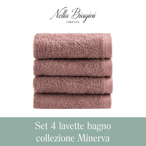 NELLA BIAGINI Minerva Bath Towels 30 x 30 cm, Set of 4, 100% Pure Terry Cotton, 420 g/m², Soft, Absorbent, Practical, Durable, Solid Colour