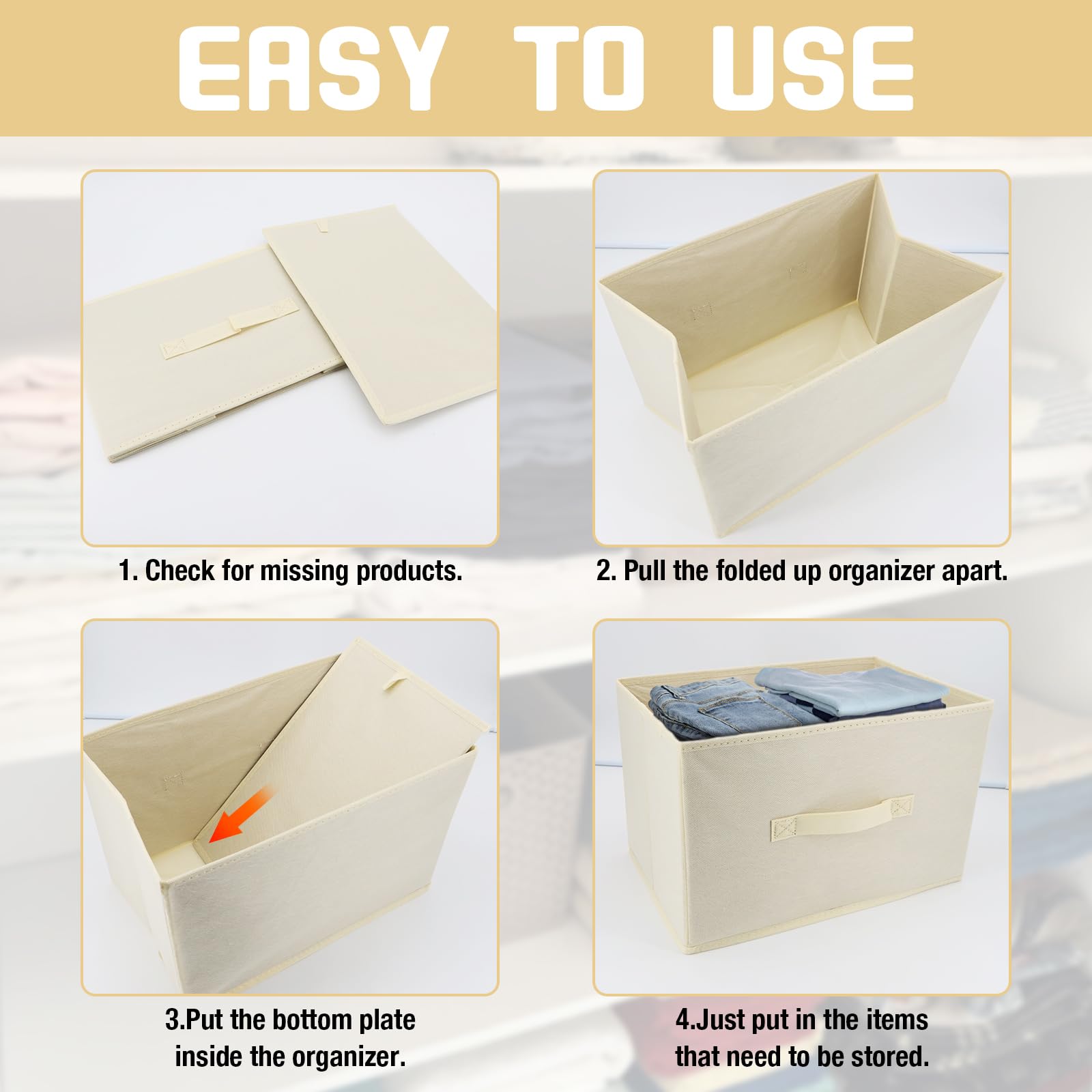 ZOCONE Cube Storage Boxes 6 Packs Fabric Storage Boxes for Shelves, 38×25×25cm Foldable Large Wardrobe Baskets Storage Cubes