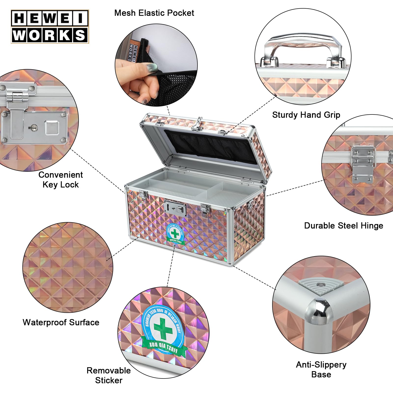 HEWEI WORKS Medication LockBox with Key, Lockable Medicine Storage Box, Security Lock Box, Medical Organizer