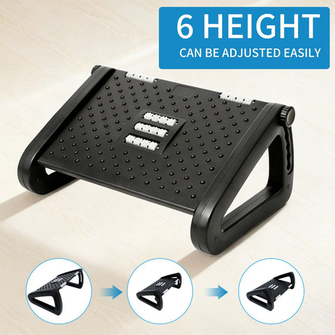 Foot Rest for Under Desk at Work, Ergonomic 6 Heights Adjustable Footrest with Massage Roller, Portable Under Desk Foot Stool for Home, Office ﻿