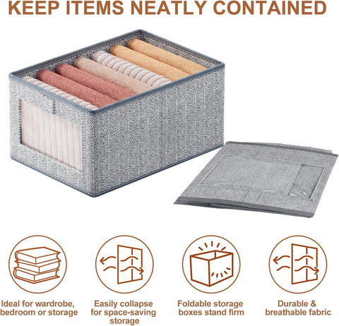 Aila 4 Pack Wardrobe Organiser - Foldable Clothes Storage Boxes with Handles for Closet Shelves, Fabric Storage Box (44x30x20cm)