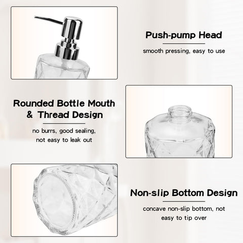 SHILIPAIJC 2pcs Glass Soap Dispenser, 11.6 oz Hand Wash Dispenser