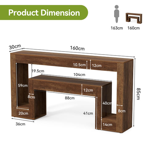 Tribesigns Console Table, 2-Tier Farmhouse Entryway Table with Storage, for Living Room, Entrance, Hallway, Brown