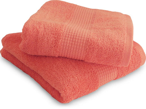 Le linge de Jules Set of 2 Hand Towels 50 x 90 cm 100% Cotton 450 g/m² Coral