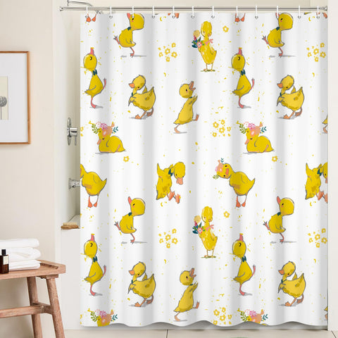 Yellow Duck Shower Curtain with Hook for Bathroom Decorative 71x71inch