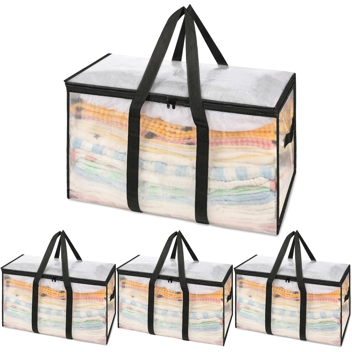 Uhogo 110L Heavy Duty Moving Bags 3 Pack, Extra Large Storage Totes with Reinforced Handles & Strong Zips