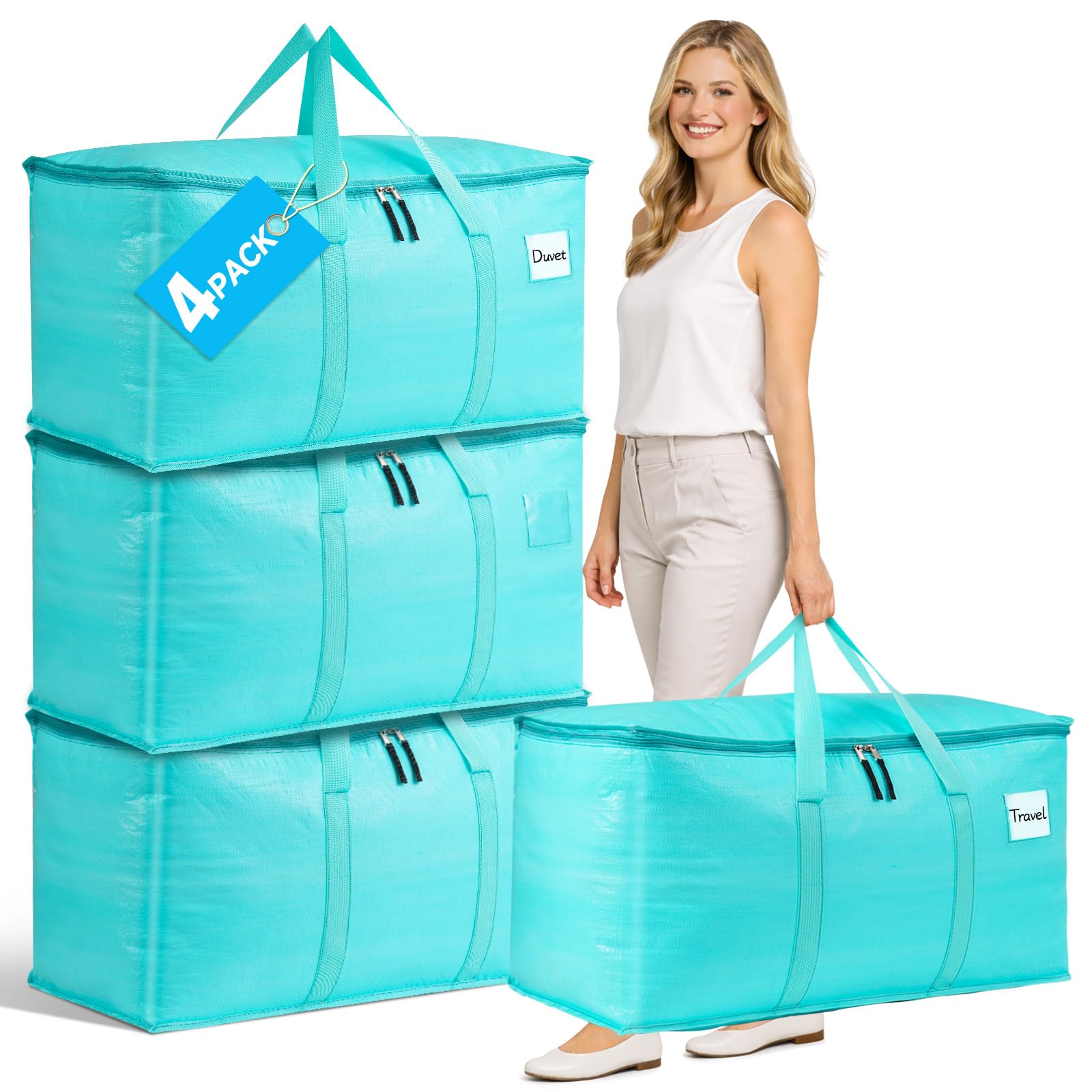 Averrex 4 Pack 96L Heavy Duty Moving Bags, Waterproof Large Storage bags
