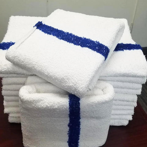 Towels N More 6 Pieces 24"x48" 100% Cotton Bath Towels with Blue Center Stripe (24"x48")