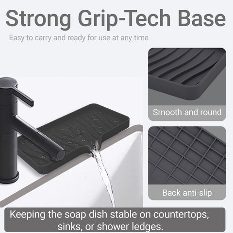 Penbin 2 Pack Silicone Soap Dish with Drain, Bar Soap Holder for Shower & Bathroom, Self Draining Waterfall Soap Tray for Kitchen Sink