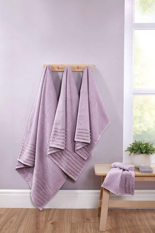 Rapport Home Linear Bath Sheets 2 Pack | Lavendar Pink | 90x140cm | Luxurious 500GSM 100% Cotton | Oeko-Tex Certified Absorbent & Soft Bathroom Towels