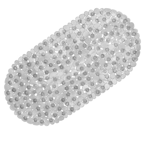 WELTRXE Bathtub Mat, Non-slip Shower Mat, PVC Bath Mat with Suction Cups and Drain Holes, Anti-Mould, Safe Oval Pebble Bathroom Tub Mat