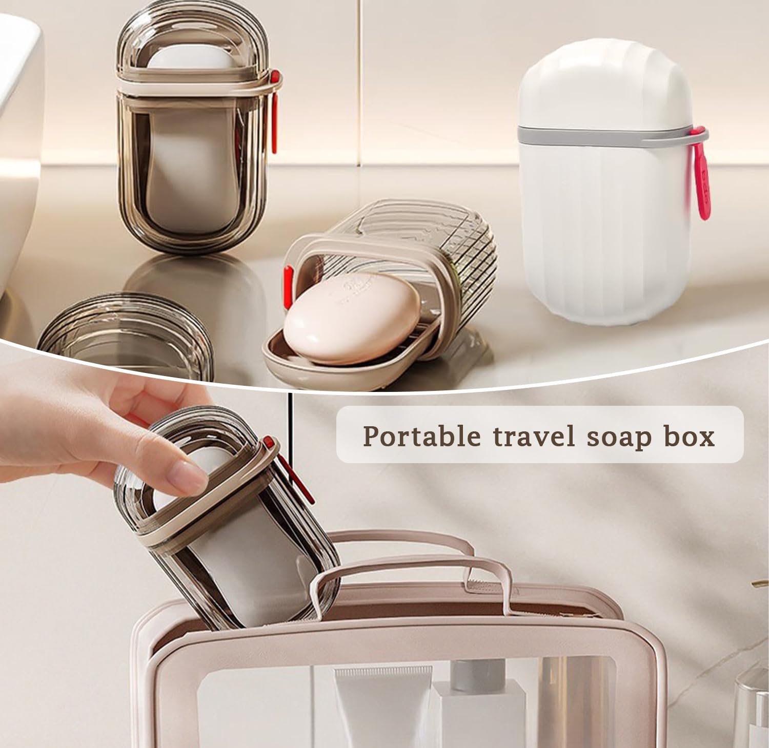 Soap Dish Holder with Lid 2 Pcs, Mini Travel Soap Case with Drainage,Waterproof Leakproof Portable Sealed Shower Soap Box Container Holder for Travel