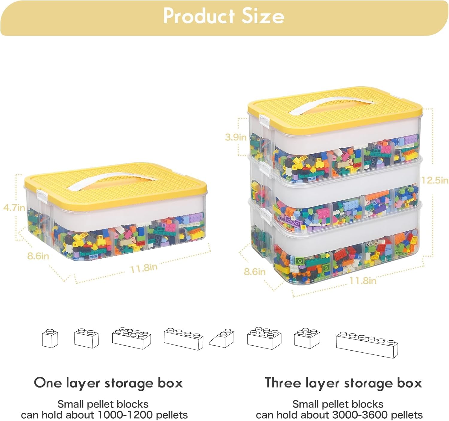 Storage Organiser for Building Blocks 3 Tier Stackable Drawer Organiser