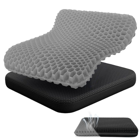 Audasi Gel Seat Cushion, Honeycomb Thick Gel Seat Pad for Bottoms Soft Sitter Cushion Relieving Back Coccyx Pressure Seat Cushions for Car Office