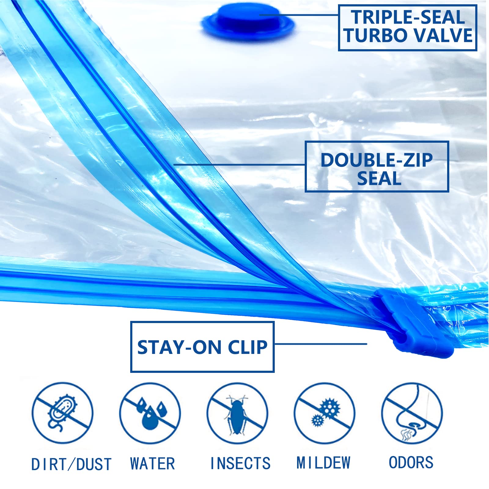 Vacuum Storage Bags - 4 Pack 130 X 100cm Extra Large Reusable Clothes Storage Bags Vacuum Sealer Bags with Double Zip Seal Travel Space Saver Bags