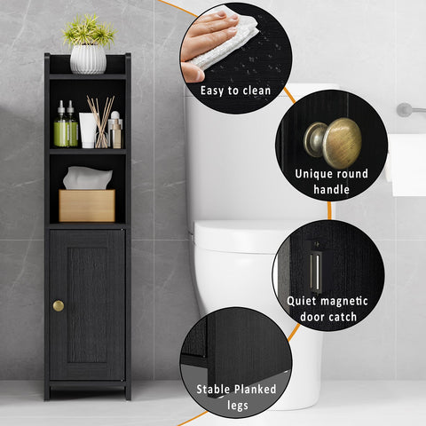 Lomojo Small Bathroom Storage Cabinet Corner, 20x20x78cm, Black
