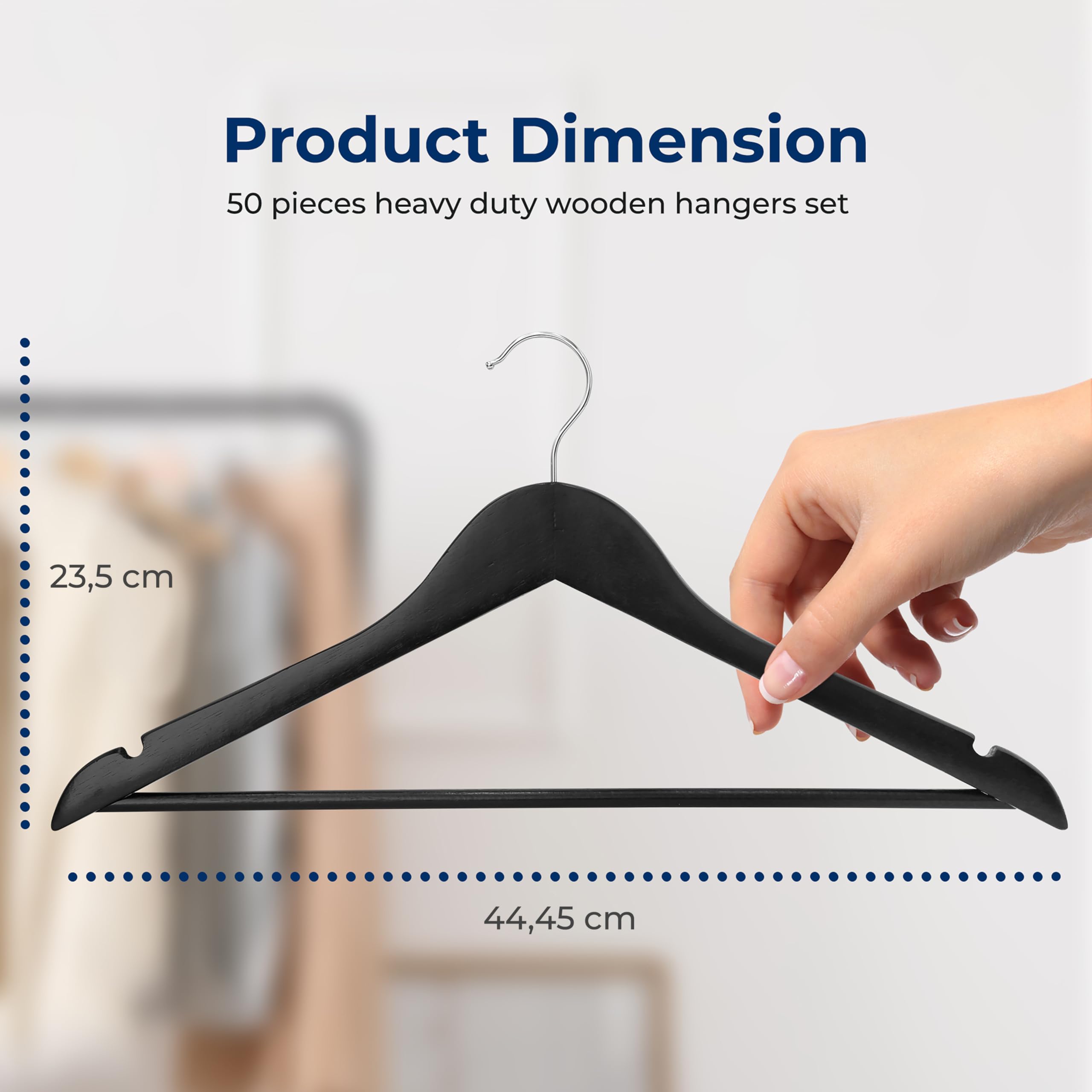 SereneLife Wood Hangers - Space Saving Heavy Duty Slim Suit Clothes Hanger Set with 360 Degree Swivel Metal Hook, Can Hold Up to 10 Lbs. for Coats