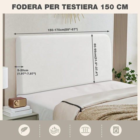 TAOCOCO Bed Headboard Covers, King Size Headboard Covers,Velvet All-inclusive Elastic Headboard Protection Cover for King/Double Bed,White Headboard