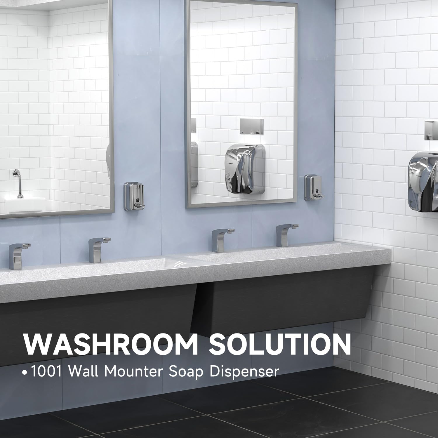 anydry Stainless Steel Wall-Mounted Manual Soap Dispenser, 500ml Capacity, Elegant Polished Design Dispenser