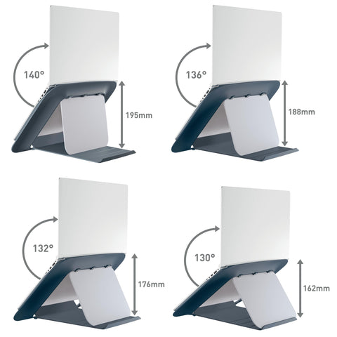 Leitz Adjustable Laptop Stand, Compact Laptop Holder With 4 Height Settings, 80% Recycled Plastic & 100% Recycable, Ergo Cosy Range, Velvet Grey