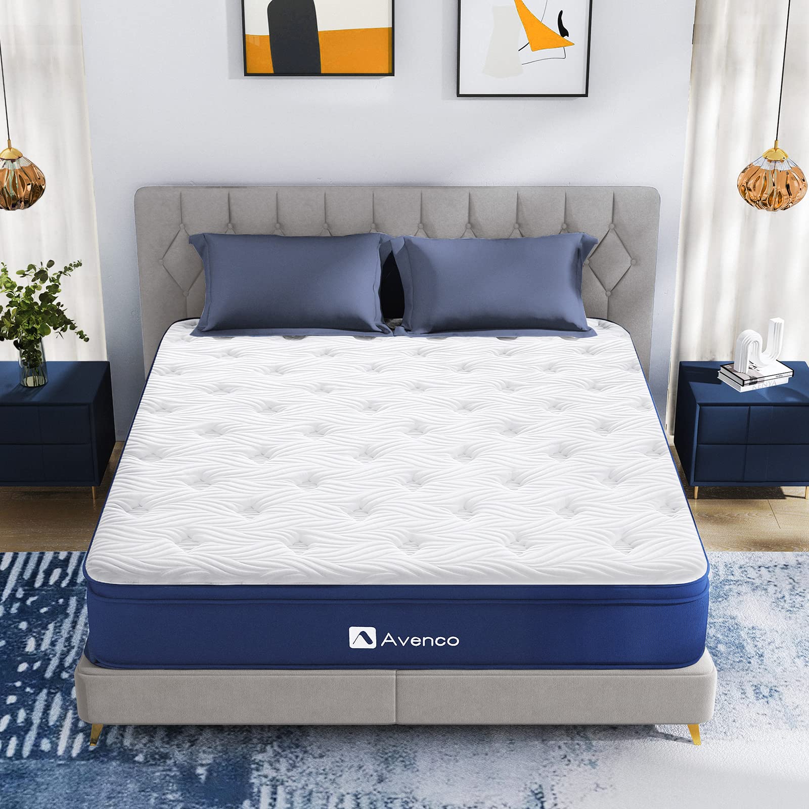 Avenco Super King Mattress, 7 Inch Bamboo Fibers Foam Spring Hybrid Mattress, Medium Firm, Breathable, CertiPUR-US Certified, 180x200x18cm