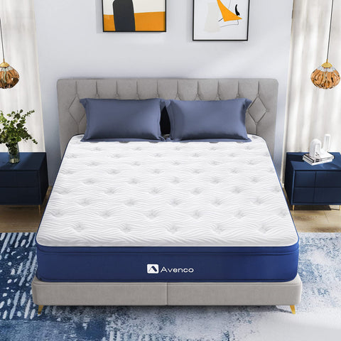 Avenco Super King Mattress, 7 Inch Bamboo Fibers Foam Spring Hybrid Mattress, Medium Firm, Breathable, CertiPUR-US Certified, 180x200x18cm