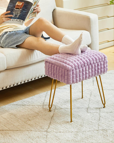 IBUYKE Rectangle Vanity Chair Ottoman, Footrest Stool, Purple WBD004V