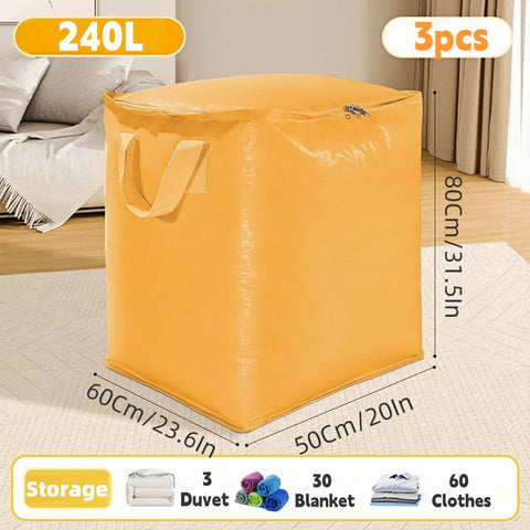 3-Pack 240l Large Moving Bags – Heavy Duty Waterproof Removal Bag with Double Zip Pulls,Ideal for Moving, College Dorms, Loft Storage