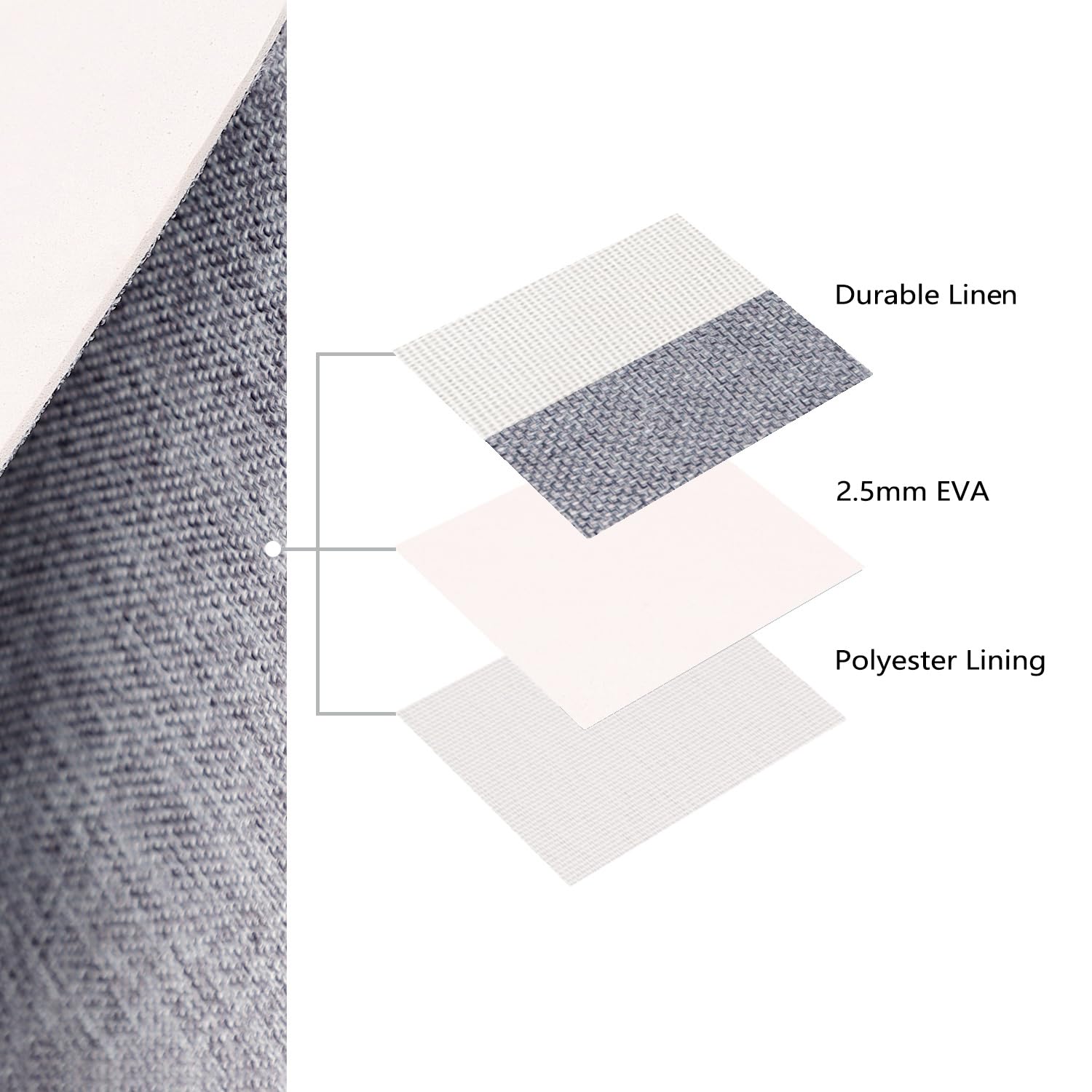 Mangata Woven Fabric Storage Boxes Set of 3, Canvas Storage Organizer for Clothes, Toys, Shelves, Cold Grey&White (Medium, 3Pack)