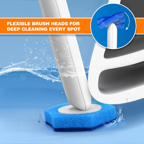 NEWE Disposable Toilet Brush Cleaner Refills 16 Packs, Compatible with Upgraded Clamping Wand System