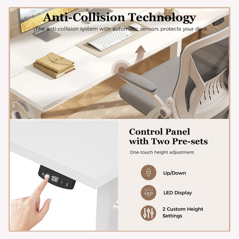 Klicelor Electric Standing Desk, 2 Memory Buttons for stand & sit, 100x60