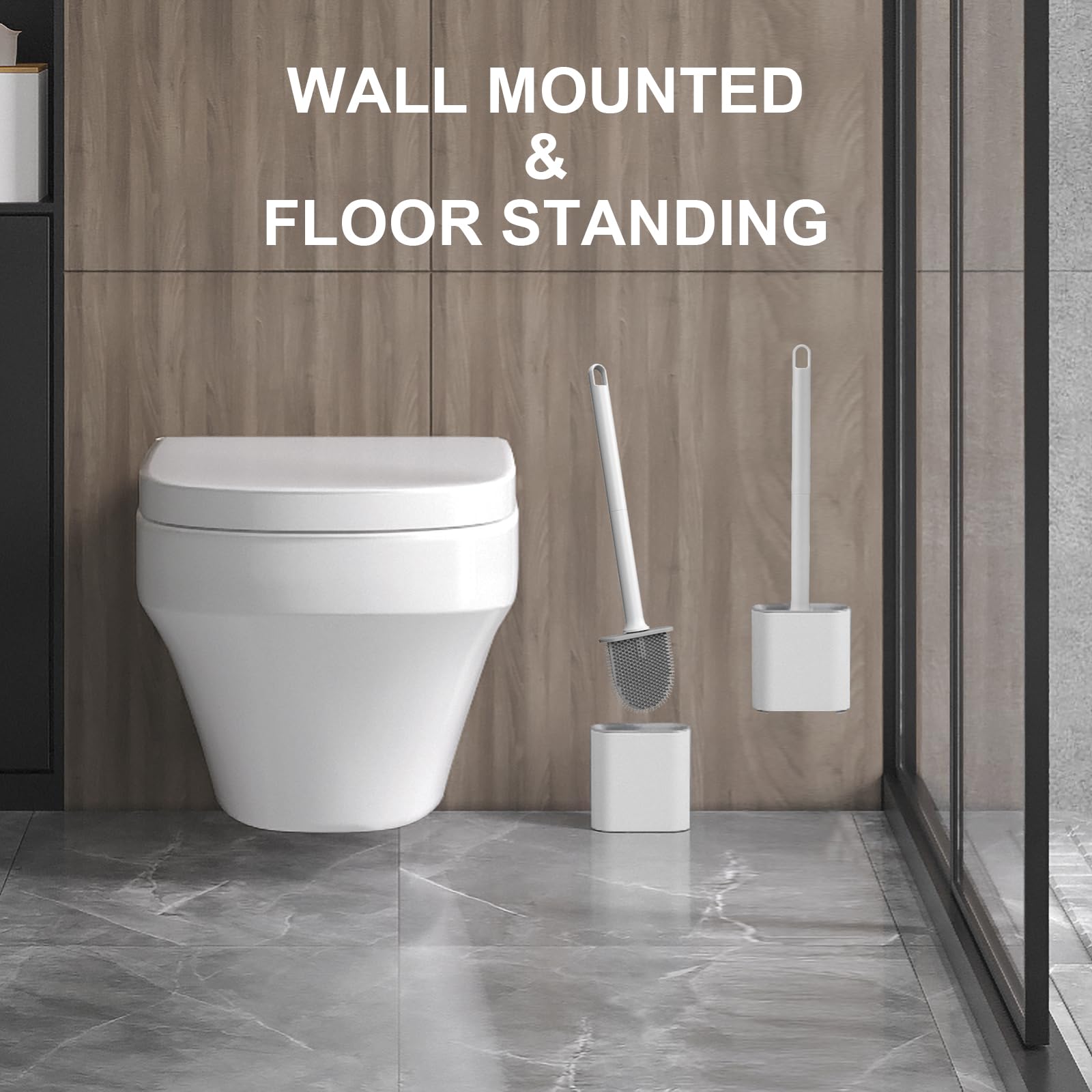 Ibergrif Silicone Toilet Brush and Holder Set, Quick Drying, Deep Cleaning