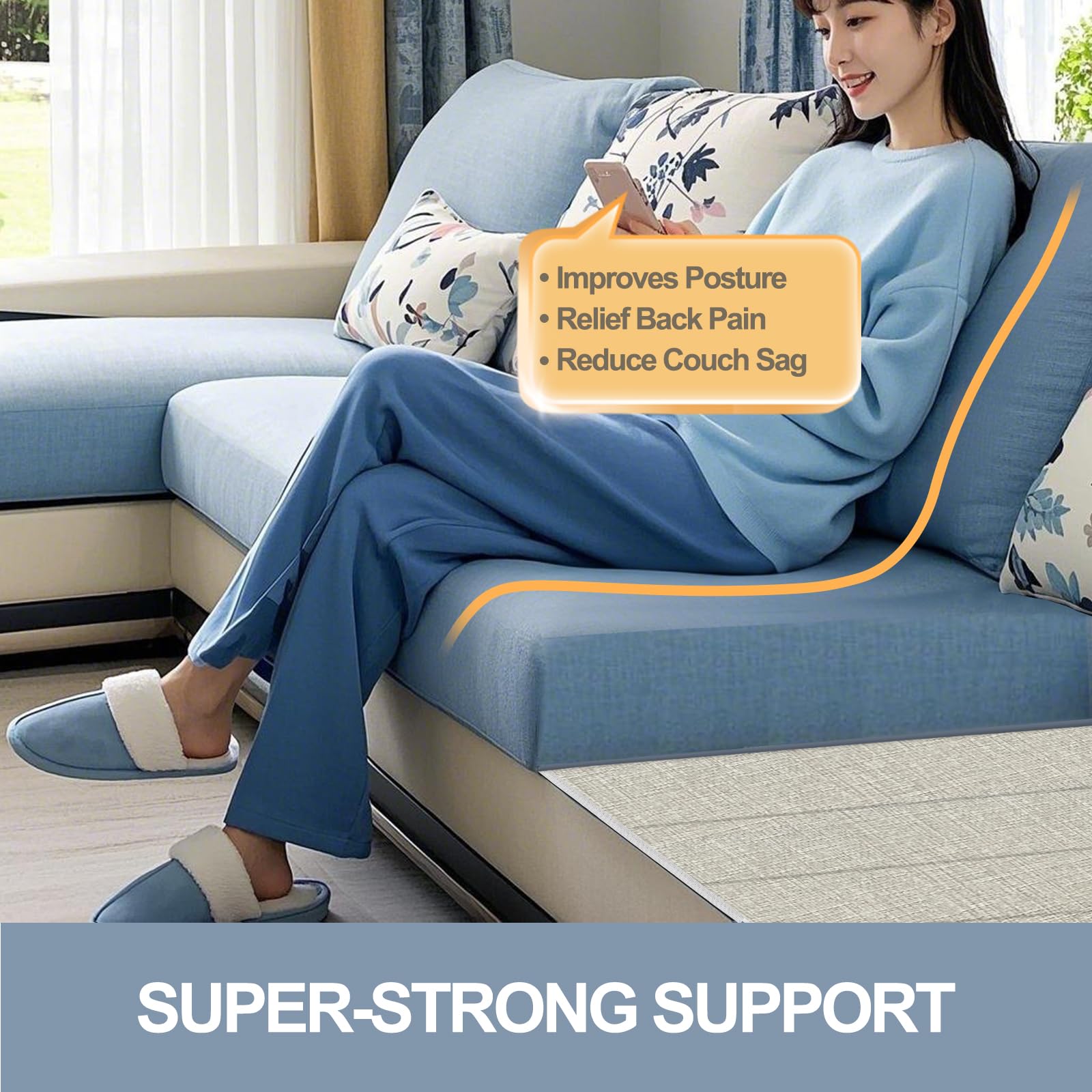 VERONLY Couch Cushion Support for Sagging Seat - (60x205CM) Wooden Sofa Support Strengthener Boards for Extra Large 3 Seater