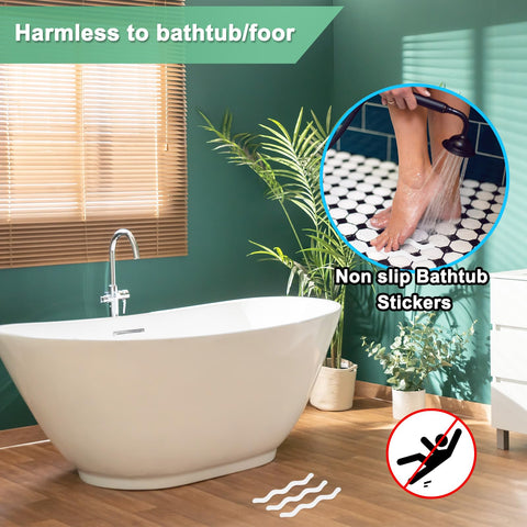 M METERXITY 36 PCS Anti Slip Shower Stickers White S Bathtub Non-Slip Stickers Safety Bathtub Strips Adhesive Decals with Scraper for