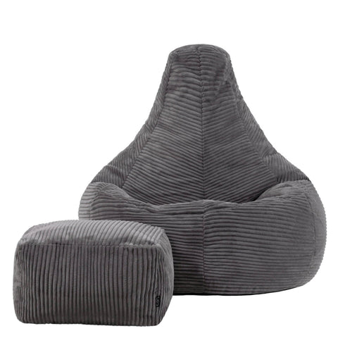 icon Dalton Cord Bean Bag & Footstool with Filling Included, Grey