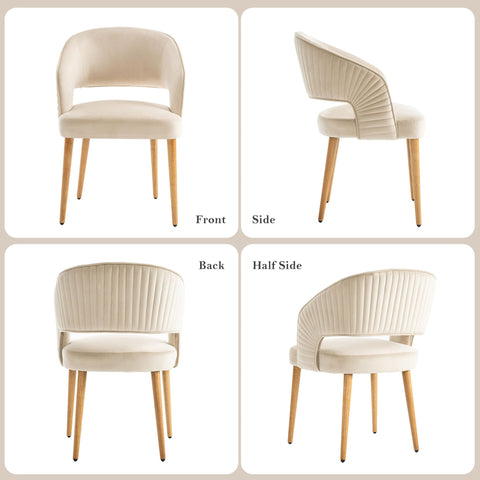 younturn Modern Velvet Upholstered Dining Chairs Set of 2, Comfortable Padded Kitchen Chairs with Armrests