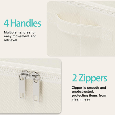 GUOHNHE Under Bed Storage Bins, for Closet, 2 Pack, Beige, 60x30x15 cm