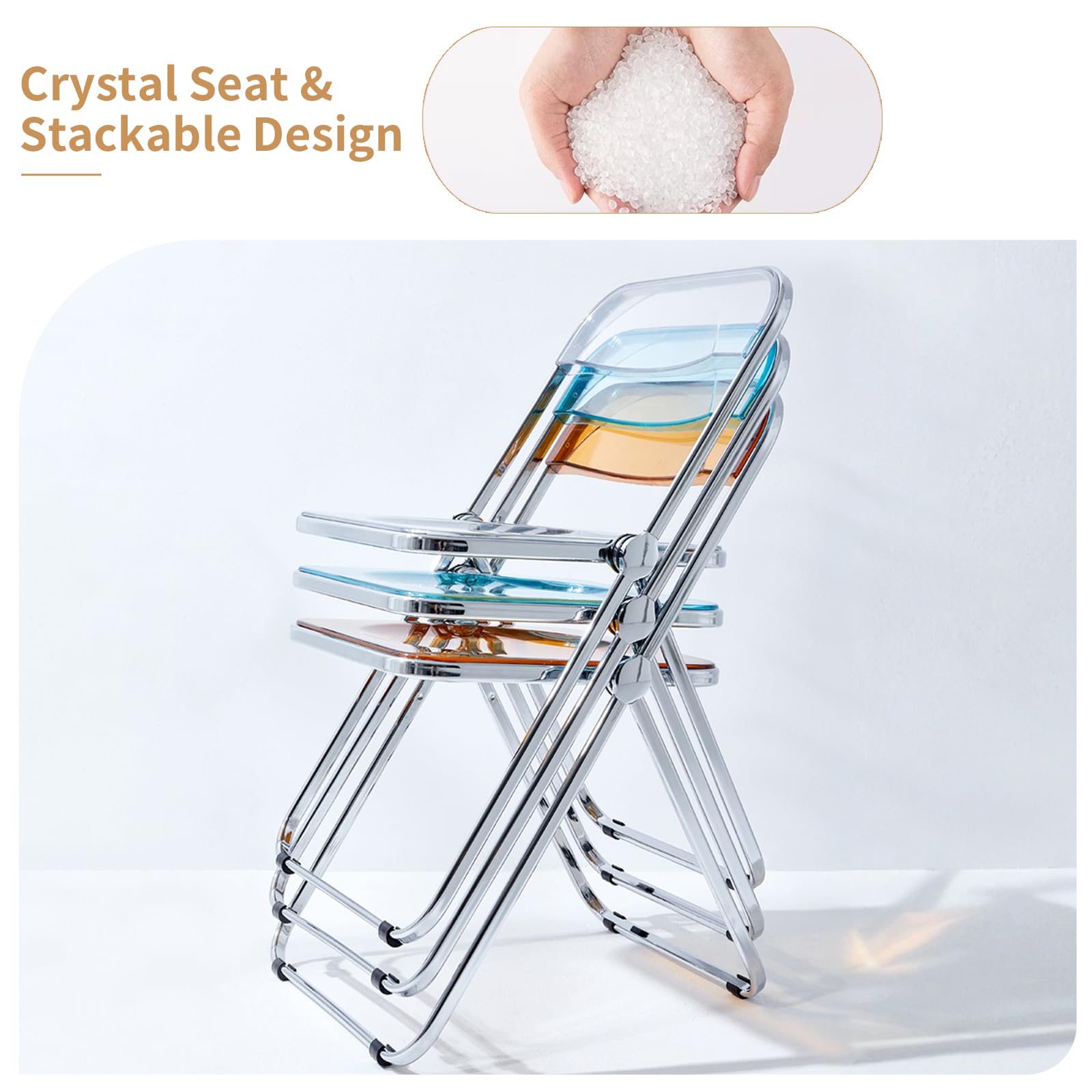 TAO ONE Acrylic Folding Chair Clear Morden Chrome Chair-Blue