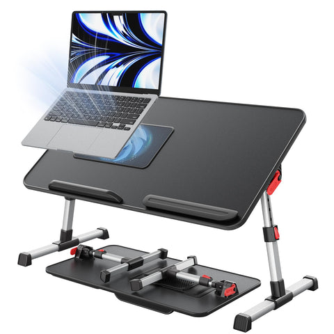 Cooling Table, Desk with USB Port, SAIJI Bed Table, lapdesk with fan, Adjustable Laptop Stand, folding table for Sofa, Bed, Floor, Breakfast