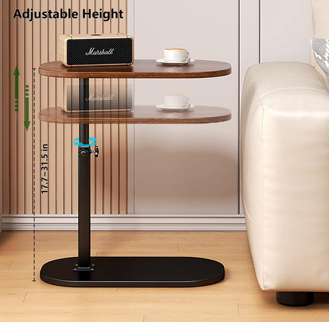 AYES Lifting Side Table 360° Swivel C Shaped End Table - TV Tray Table Narrow Side Table Laptop Desk for Living Room Bedroom Bedside Nursing Sofa