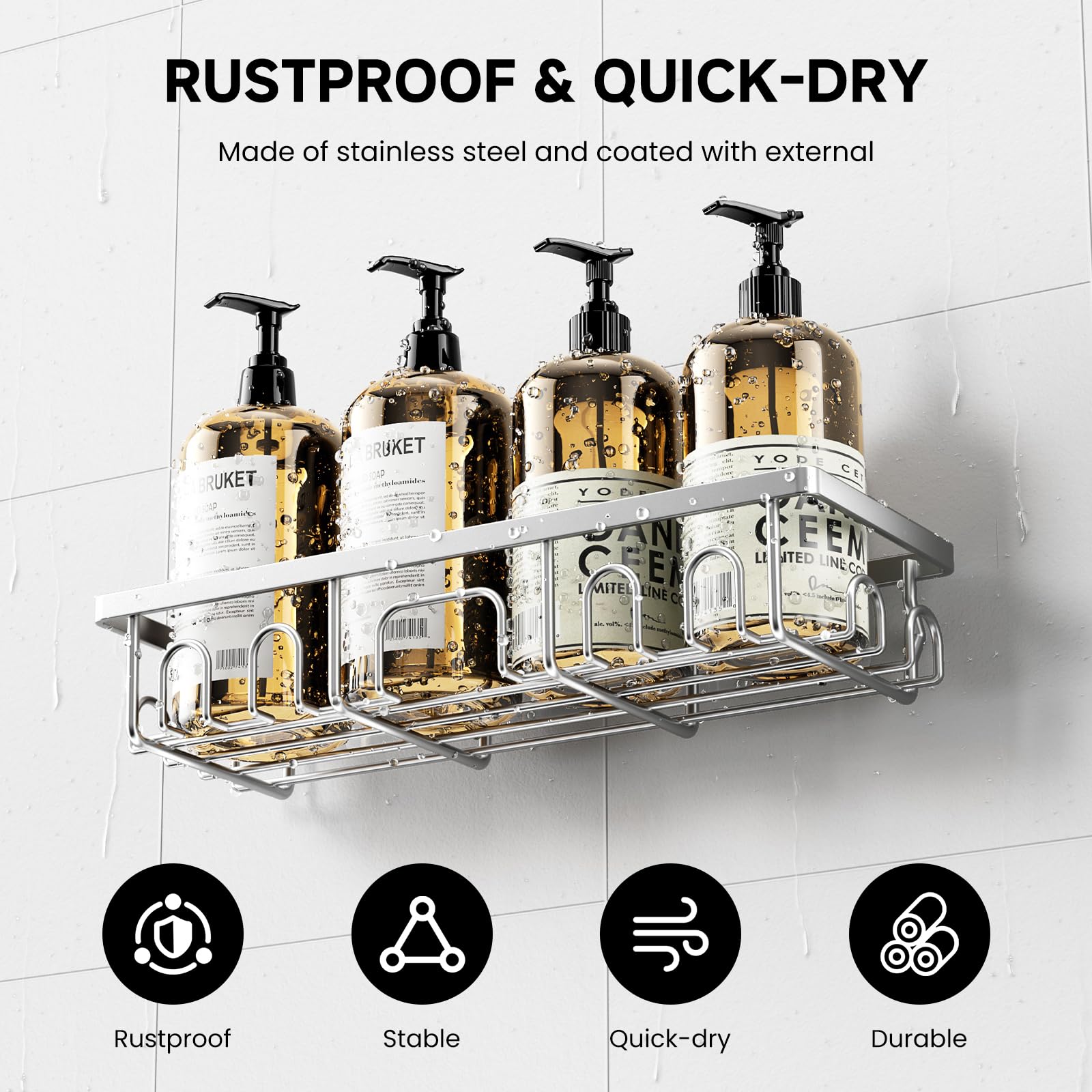 Deyhoc 3 Pack Rustproof Stainless Steel Shower Caddy - Silver