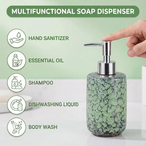 Ceramic Soap Dispenser - 350ml Liquid Hand Soap Dispenser with Pump Refillable Pump Bottle Washing up Liquid Soap Dispenser Lotion Bottle for Kitchen