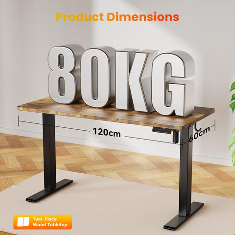 WALKINGDESK Electric Standing Desk, 120 x 60 cm, Rustic Brown