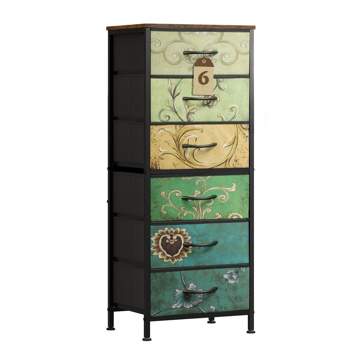 WLIVE Chest of Drawers, 6 Fabric Drawers Tall Narrow Dresser for Bedroom