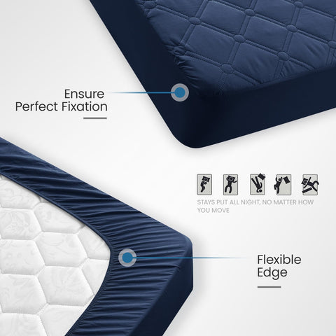 Ystyle Fitted Sheet 90 x 200 cm, Microfibre, Fitted Sheet - Mattress Height up to 30 cm, Navy Blue