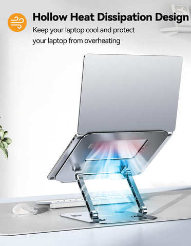 TECKNET Laptop Stand for Desk, Adjustable Ergonomic Laptop Holder (Grey)