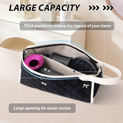Linpr Travel Organizer Bag Compatible with Dyson Hair Dryer, Bow Black